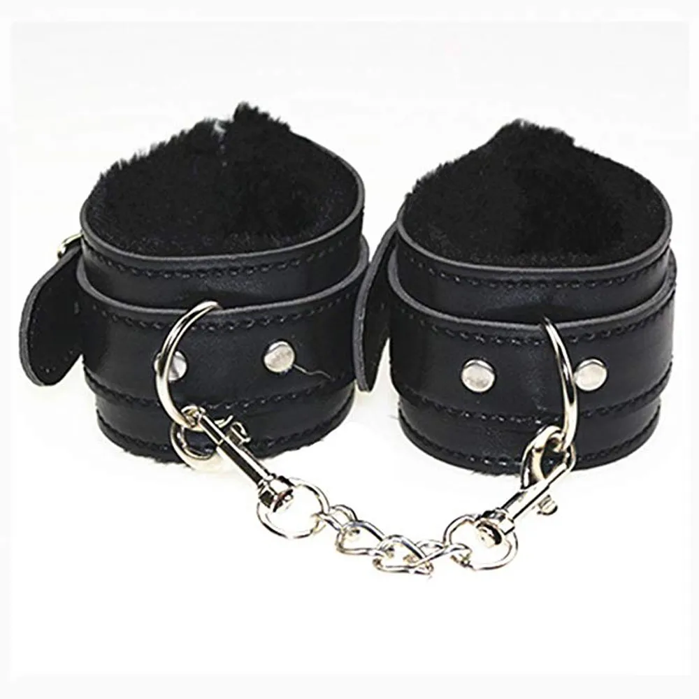 Секс игрушки SM мягкие удобные наручники из искусственной кожи и повязка на глаза