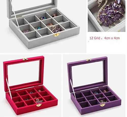 Бархатный органайзер для ювелирных изделий 12 Ячеек|holder earrings|earring storagejewelry ring display |
