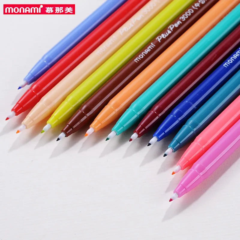 Ручка гелевая Monami Plus 3000 Акварельная 12/24/36 цветов кончик из волокна 0 3 мм для школы
