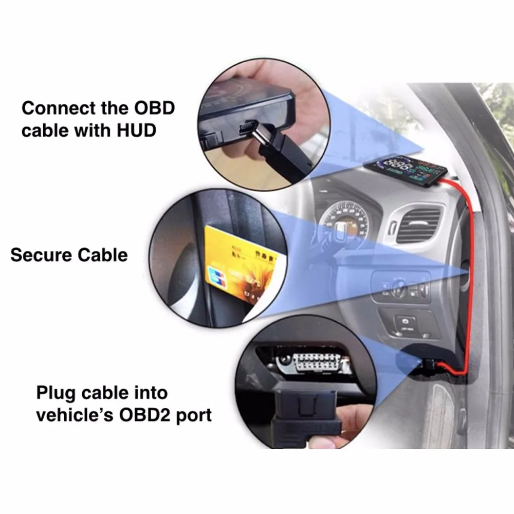 5,5 дюймов полный Цвет HUD автомобиль Дисплей проектор 5," OBDII OBD 2 с ускорения Предупреждение сигнализации Системы транспортных средствах