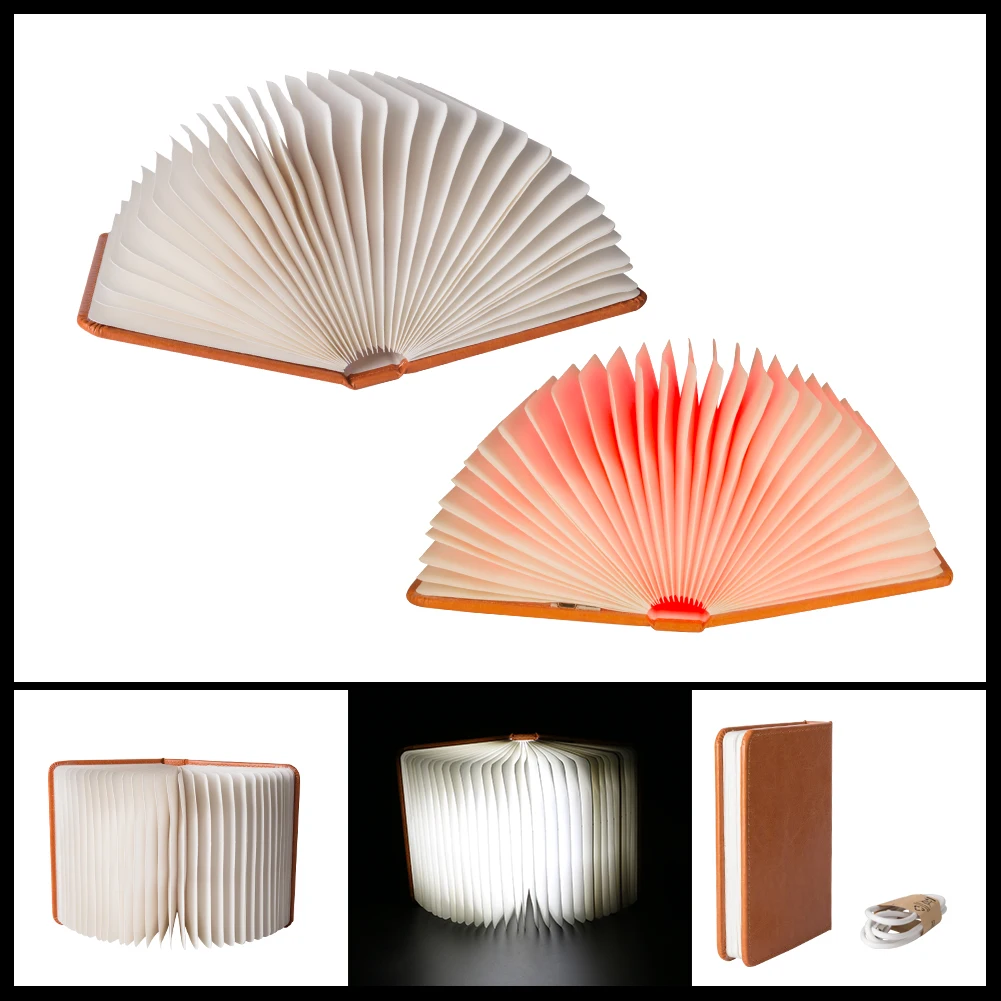 Coquimbo USB Rechargeable LED Foldable Book Lights Magnetic Pages Folding Led Book Shape Creative Table Lamp Colorful Lighting