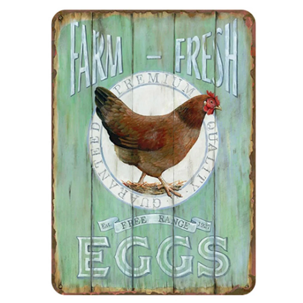 Fresh Eggs Vintage Metal Sign Decorative Plates Tin Retro Shabby Chic Wall Poster 20x30cm | Дом и сад