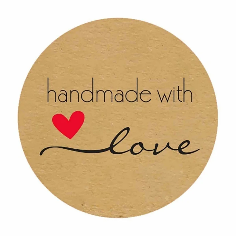 500 Labels per roll Round Natural Kraft Thank You Sticker seal labes Hand Made With Love Sticker Paper Stationery sticker