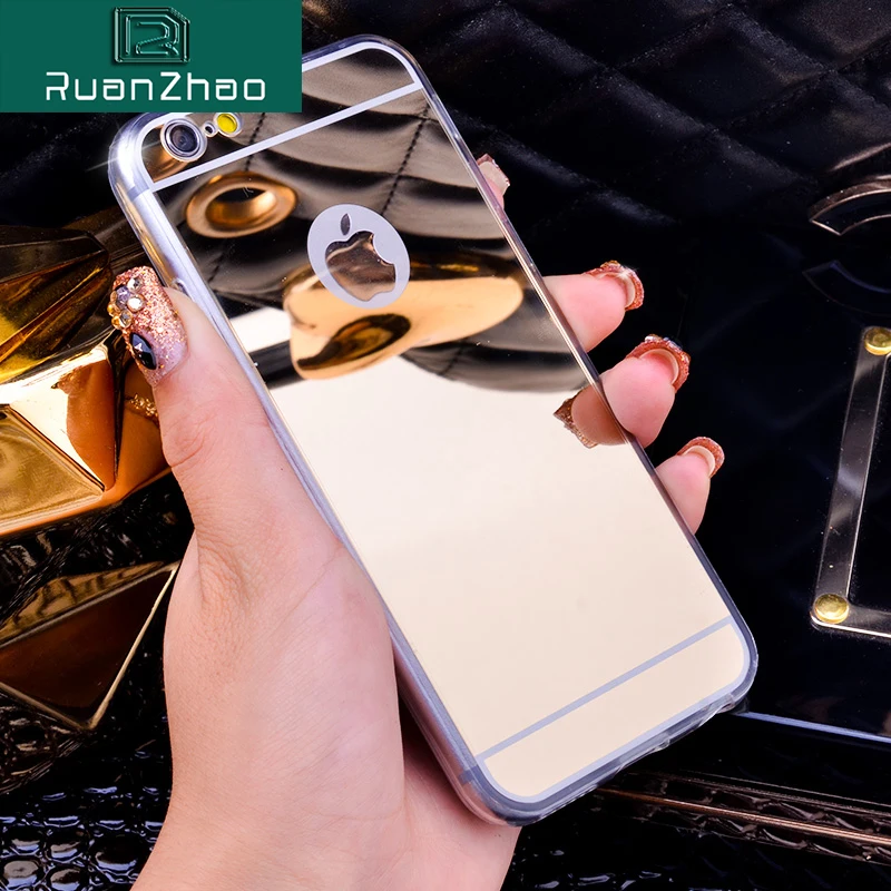 Роскошный чехол для iPhone 7 8 Plus X с зеркальным гальваническим покрытием мягкий