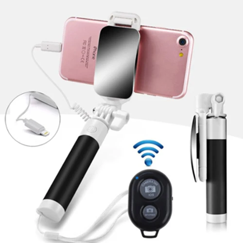 Алюминиевая селфи-Палка для смартфонов с bluetooth, селфи-Палка для iphone 7, пульт дистанционного управления затвором для iphone 7 plus - Цвет: Black