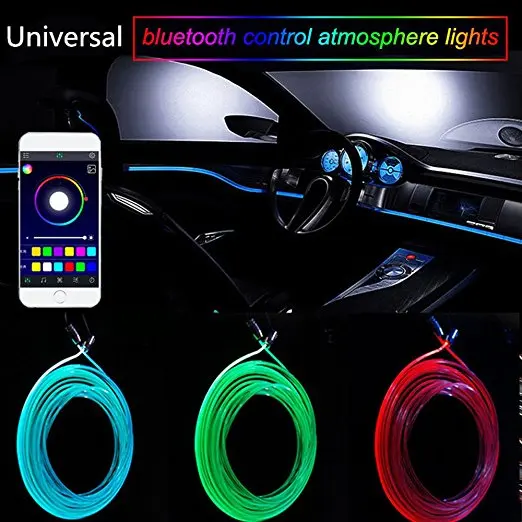 1 шт. звук активный EL неоновый провод полосы светильник RGB светодиодный автомобильный интерьерный светильник Многоцветный Bluetooth телефон контроль атмосфера светильник 12 В
