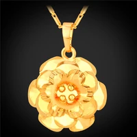 flower pendants necklaces for women nice gift 22 chain yellow goldsilver copper necklace wholesale p1603