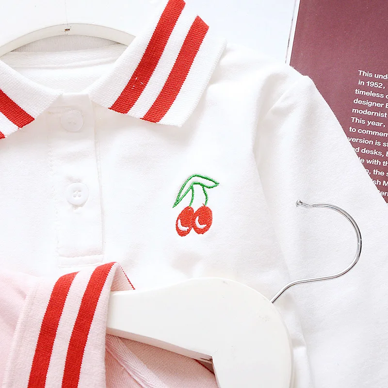 2019 Новое Осеннее белое платье в полоску с вышивкой для маленьких девочек Детские