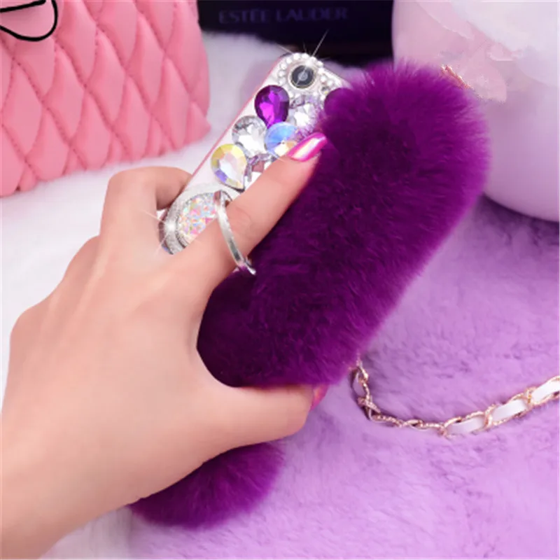 Luxury Bling Diamond Gem Ring Stand Holder Rabbit Fur Hairy Soft Cover Case For SamsungS6 S7 S8 S9 S10 S11PLUS Lite Note5 8 9 10 |