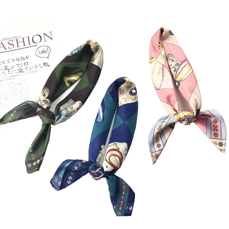 

Yishine 70x70CM 3 Colors Women Polyester Silk Scarf Sexy Flower Bowknot Prints Summer Satin Long Wraps Rhombic Scarves Shawl