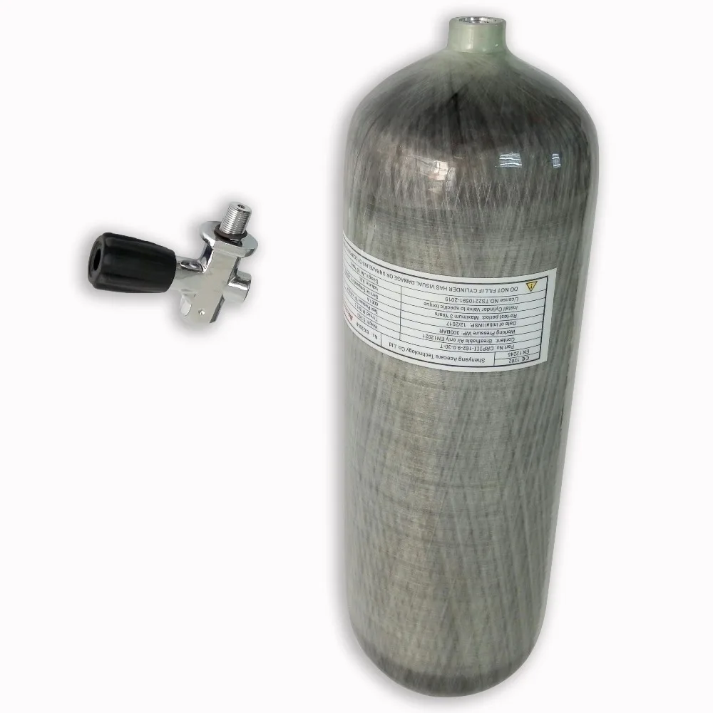 AC10921 Paintball Gun Pistol/Scuba Diving Tank /300bar Carbon Fiber 9L Pcp Compressed Air Rifle/Airforce Condor&Hpa Gauge Valve