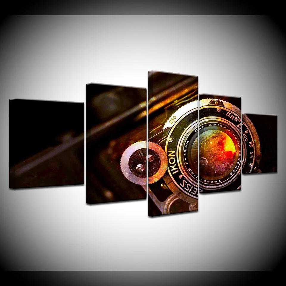 

Canvas Painting vintage camera lens 5 Pieces Wall Art Painting Modular Wallpapers Poster Print for living room Home Decor