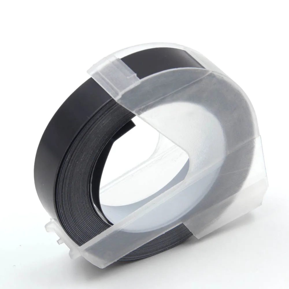 White on Black Absonic 16 цветов 9 мм* 3 м Dymo 3D пластиковая Dymo лента с тиснением для тиснения этикеток производитель ПВХ DYMO M1011 1610 1595 1540 Motex E101 - Цвет: White on Black