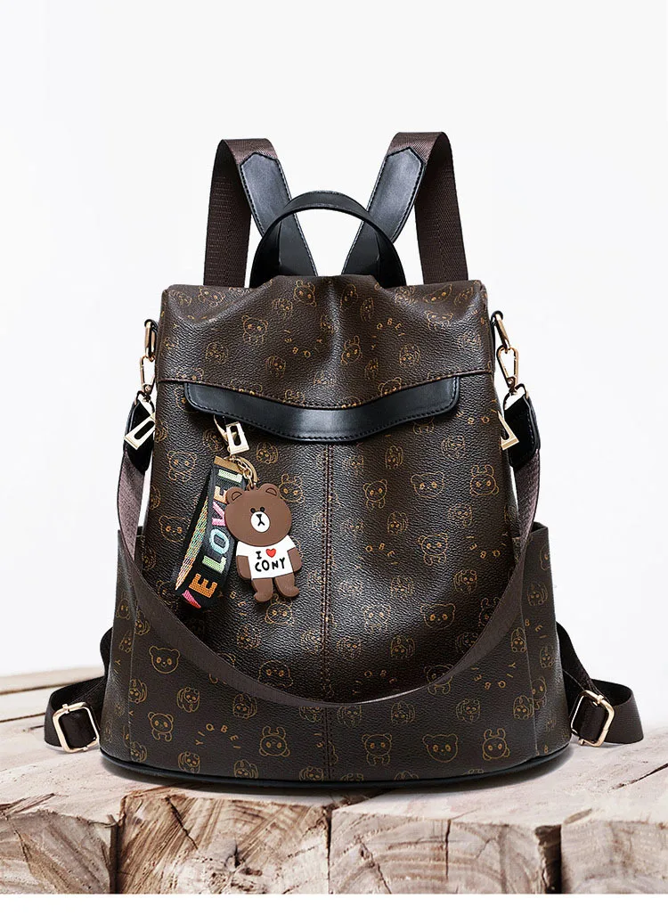 Распродажа, рюкзак Mochilas, женский рюкзак с животным принтом, Ретро стиль, женские школьные сумки с подвеской в виде медведя, повседневные сумки для книг, женские сумки с двойным плечом