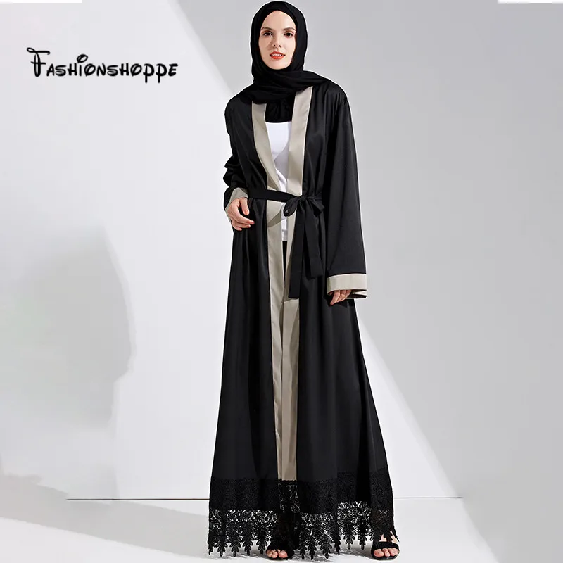 Халат Женский Повседневный с поясом и открытой передней частью в мусульманском