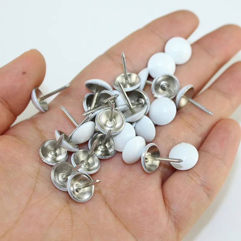 

European White Metal Upholstery Nail,Antique Jewelry Case Box Sofa Decorative Tack Stud Pushpin Modern Furniture Nails,100Pcs
