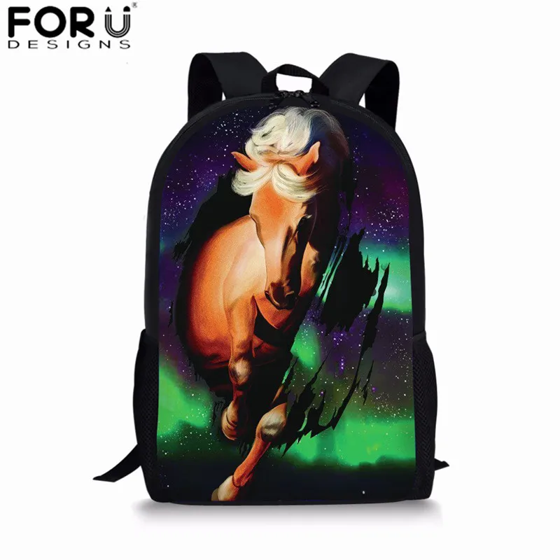 L4333C FORUDESIGNS/3d рюкзаки с рисунком лошади для Дети Мальчики Школа сумка дети ежедневно сумки для школы 3 шт./компл. Crazy Horse Рюкзак - Цвет: L4333C