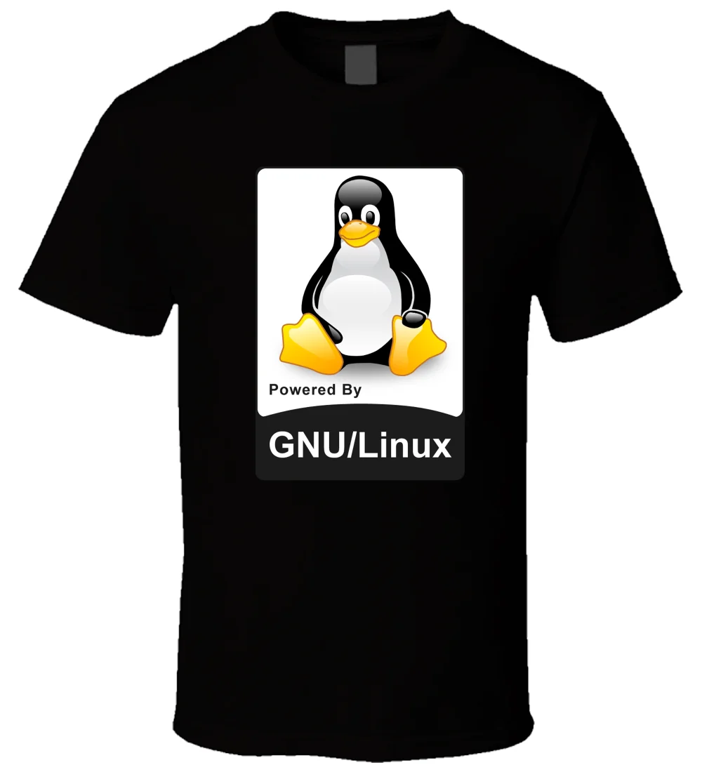Питание от LINUX 1 черный Для мужчин Удобная хлопковая Футболка Размеры S-5XL забавная