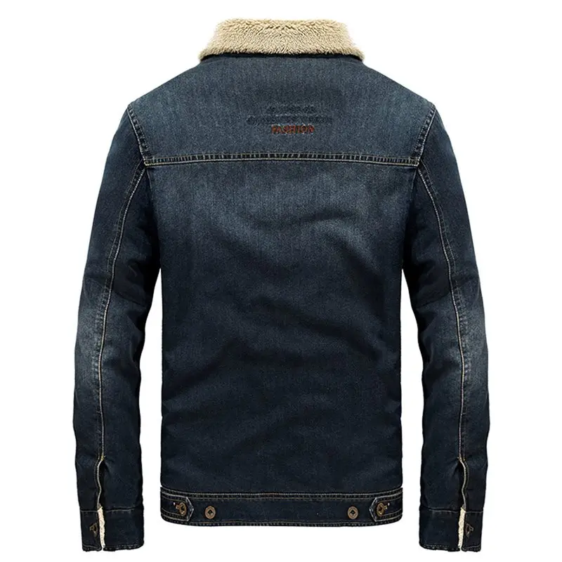 Men Denim Jackets Coat Winter Thick Fleece Warm Vintage Trendy Hot Sale Outerwear Male Appliques Blue Man Casual Basic Jackets