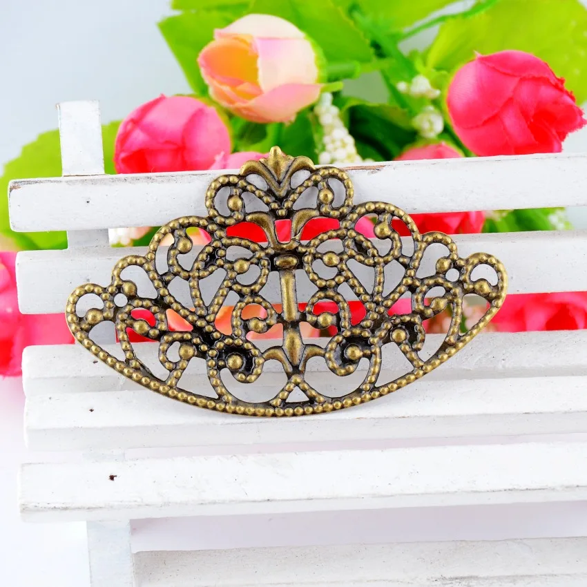 shipping-30Pcs под бронзу Корона филигранные обертки разъемы Изделия из металла подарок украшения DIY ювелирных изделий 65x40 мм