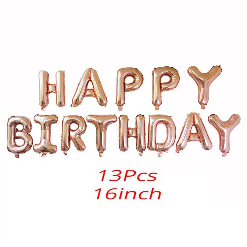 13pcs HBD Balloon Розовое золото вечерние одноразовые столовые приборы чашки для шампанского тарелка соломинки 1-й день рождения ребенка душ Свадебные украшения Поставки - Цвет: 13pcs HBD Balloon