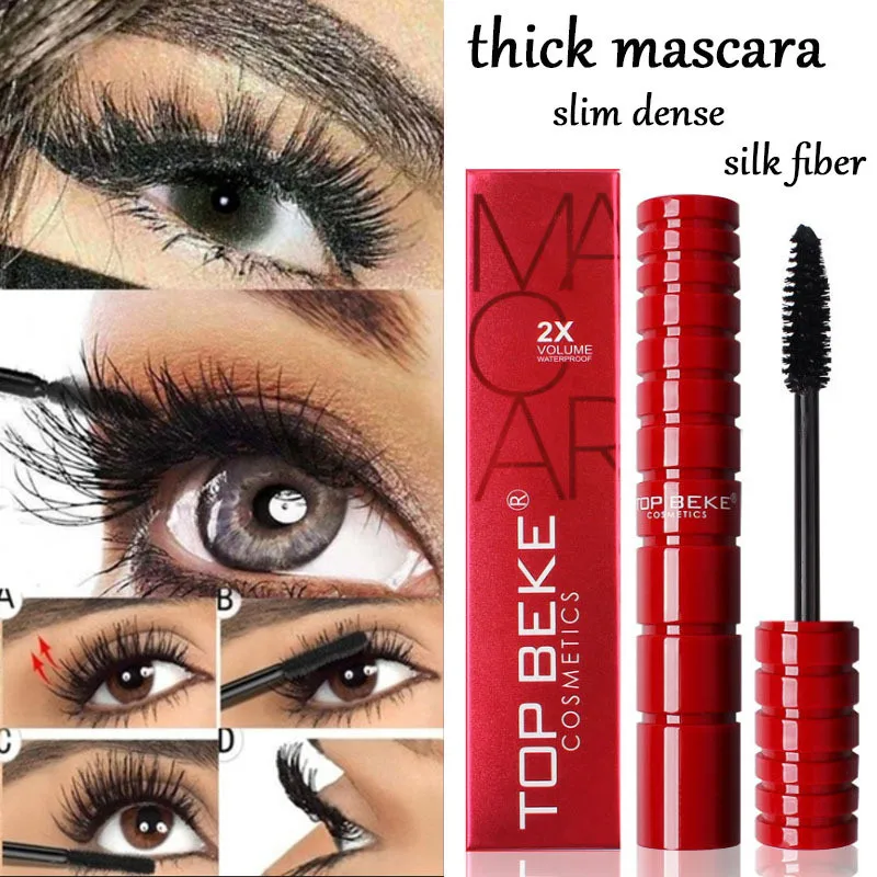 4D Тушь для ресниц из шелкового волокна Водостойкая Rimel 3d тушь наращивания Черная