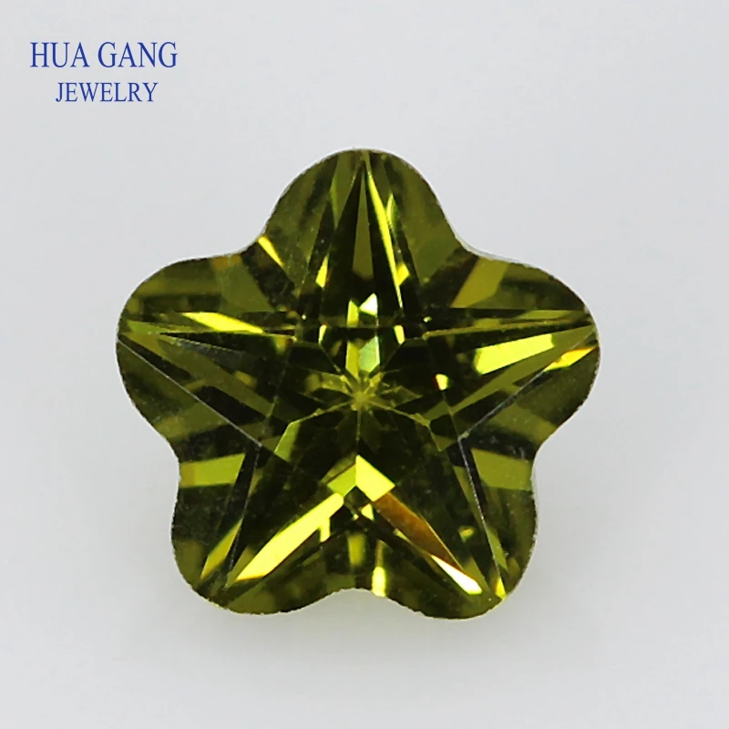 

Peridot Pentacle Plum Shape Brilliant Cut CZ Stone Synthetic Gems Cubic Zirconia For Jewelry Size 3x3~10x10mm Free Shipping