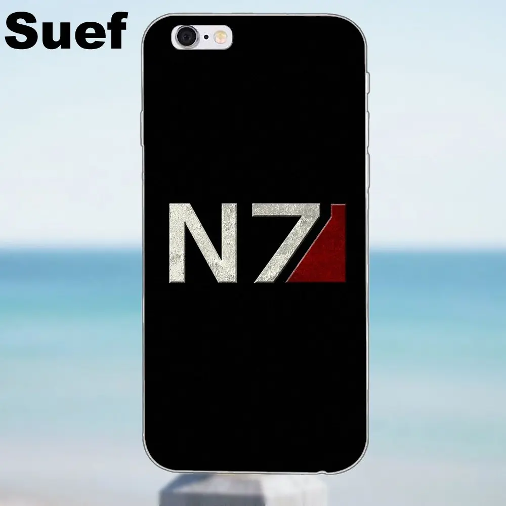 Suef Mass Effect N7 логотип для iPhone 4 4S 5 5S 5C SE 6 6S 7 8 Plus X Samsung Galaxy J1 J3 J5 J7 A3 A5 2016 2017 мягкая новая