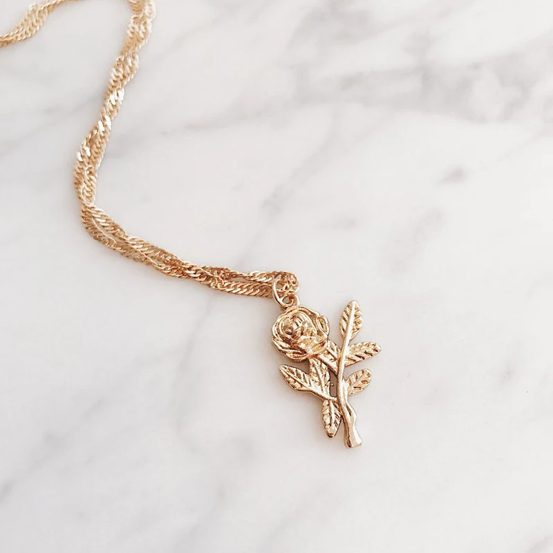 Женское Ожерелье чокер Bijoux Collier золотистого цвета с цветком розы|boho jewelry|choker bohobijoux