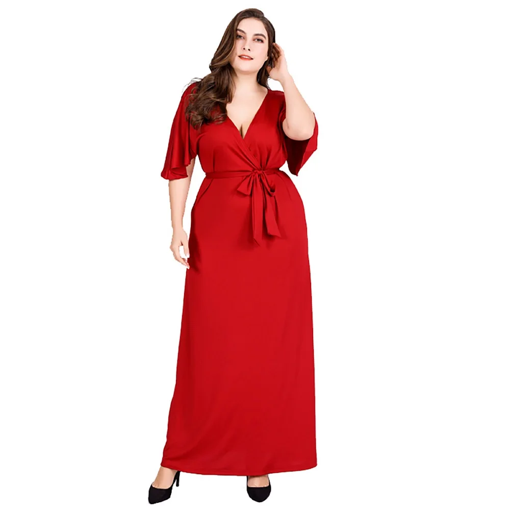 Большое женское платье большого размера XL/2XL/3XL/4XL/5XL/6XL с рукавами летучая мышь