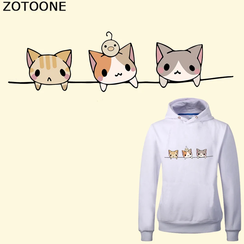 ZOTOONE Cute Cat Iron on Transfer Patches for Kids Clothes DIY T-shirt Applique Heat Vinyl Thermal Stickers | Дом и сад