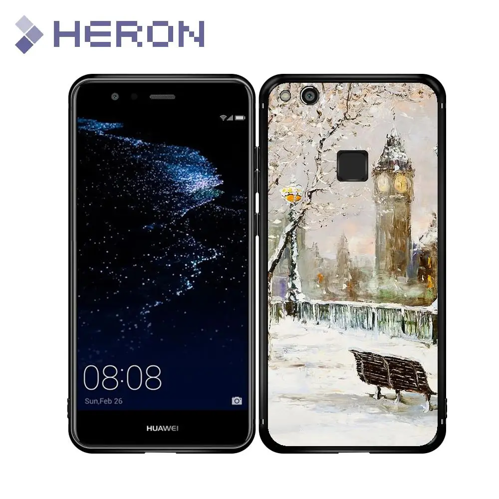 Super Thin Soft Black Matt Case For Huawei p10 lite Street View 24 Patterned TPU Back Cover Anti Finger Print |