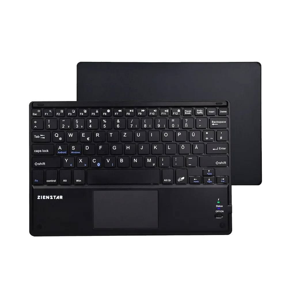 Беспроводная Bluetooth клавиатура Zienstar 10 дюймов с тачпадом для ПК/Samsung Tab/ Microsoft/ Android
