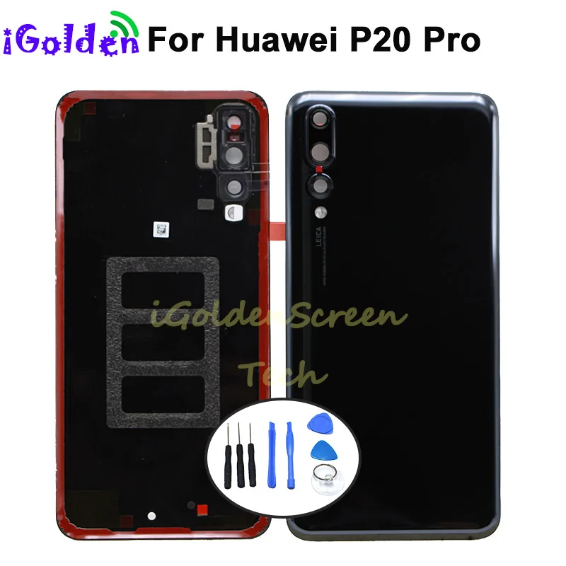 Оригинальное стекло huawei P20 Pro задняя крышка батарейного отсека задняя дверь корпус стеклянная панель Замена с объективом камеры P20 pro дверь