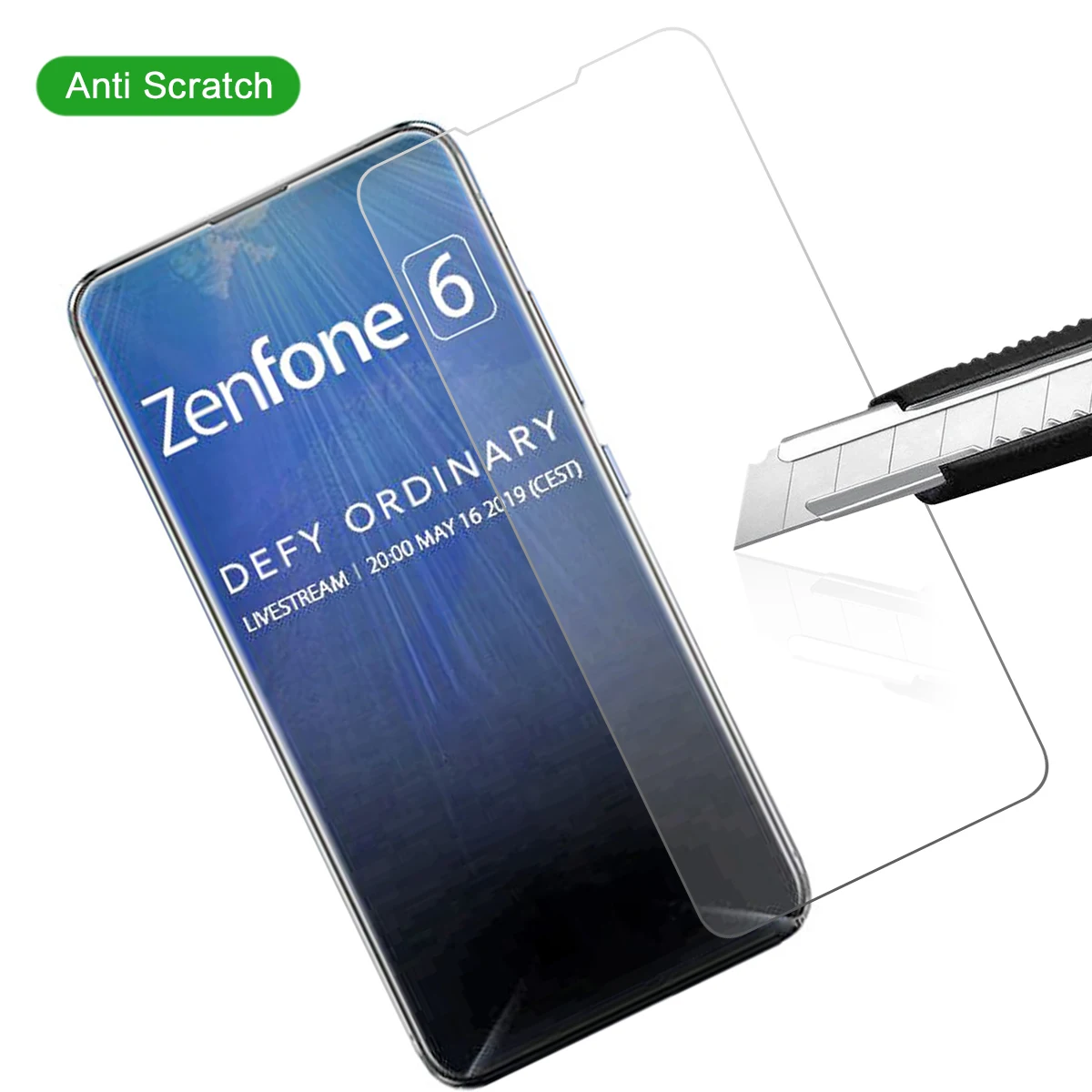 2 шт. в упаковке для Asus Zenfone 6 ZS630KL, закаленное стекло, защитная пленка, не царапается, не на весь экран