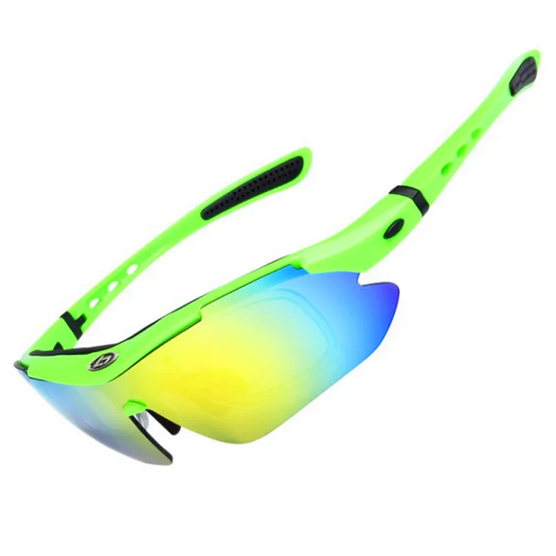 Fluorescent Green Поляризованные велосипедные очки для мужчин и женщин UV400 Поликарбонат 5 линз ацетат рамка очки для занятий спортом на улице дорожный велосипед рыболовные очки - Цвет: Fluorescent Green