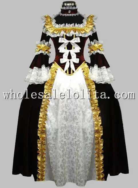 

19th Century Chocolate & White Luxury Victorian Era Dress