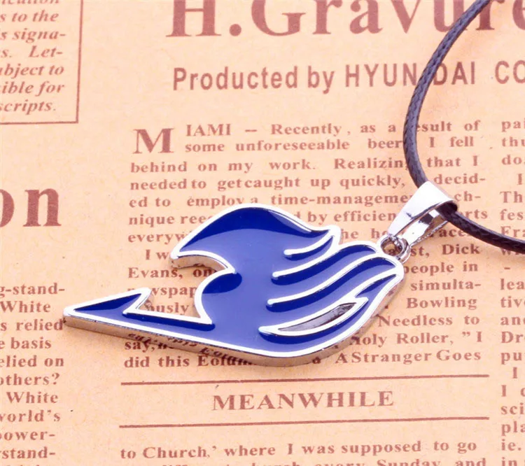 4 colors anime Fairy Tail guild logo badge pendant necklace leather cord chain | Украшения и аксессуары