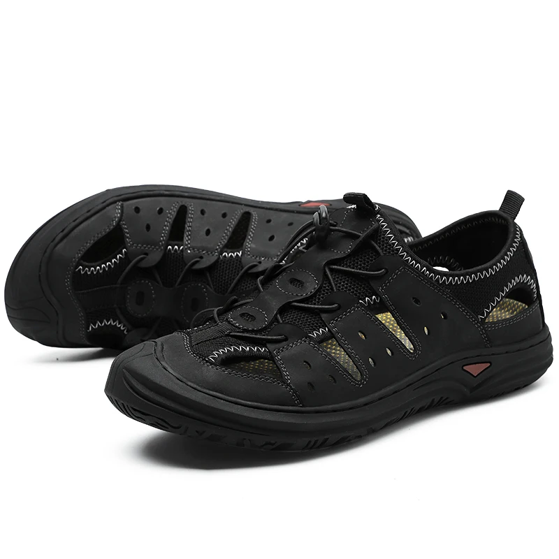 Fotwear мужские кожаные сандалии Повседневная обувь уличные дышащая ткань сетчатая