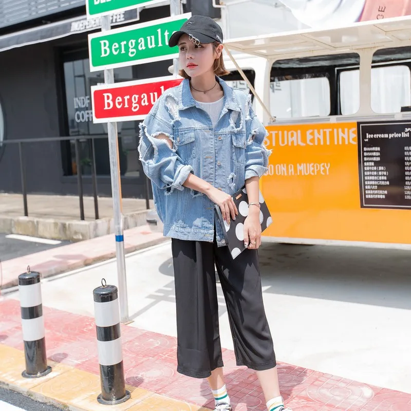 2017 джинсовые куртки большого размера Осенняя Модная Джинсовая куртка с длинными