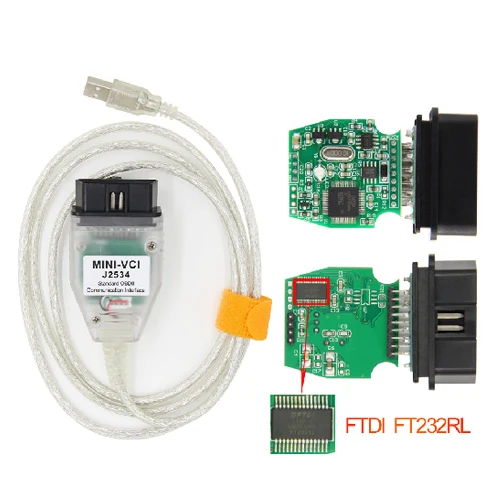 MINIVCI Последний V13.00.022 мини VCI интерфейс для TOYOTA TIS Techstream MINI-VCI FT232RL чип J2534 OBD2 Диагностический кабель - Цвет: MINIVCI