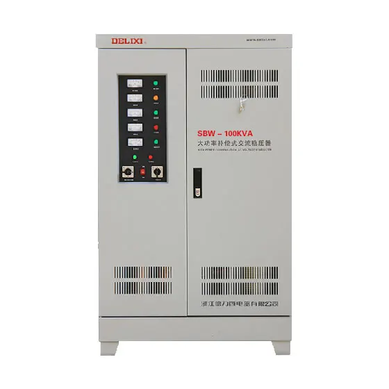 DELIXI SBW 100KVA 100KW Высокая мощность компенсация трехфазный стабилизатор напряжения