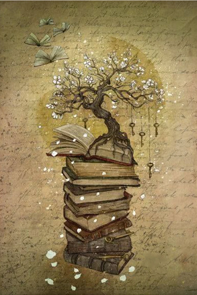 5d diy полный квадратный/круглый дрель алмазного живопись книга-Вышивка Дерево