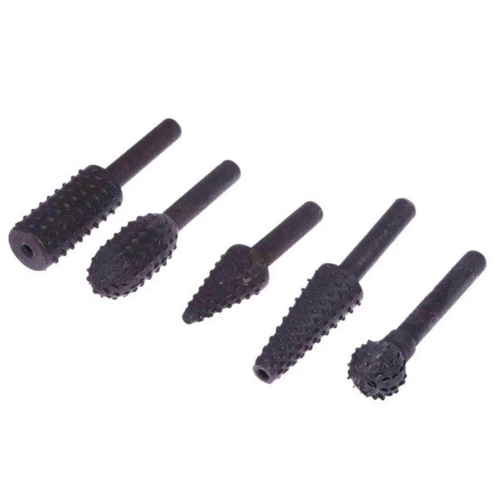 

5PCS/set HSS Woodworking Rasp Chisel Shaped Rotating Embossed Grinding Head Power Tool Engraving Pattern Cutter Milling Tool Set
