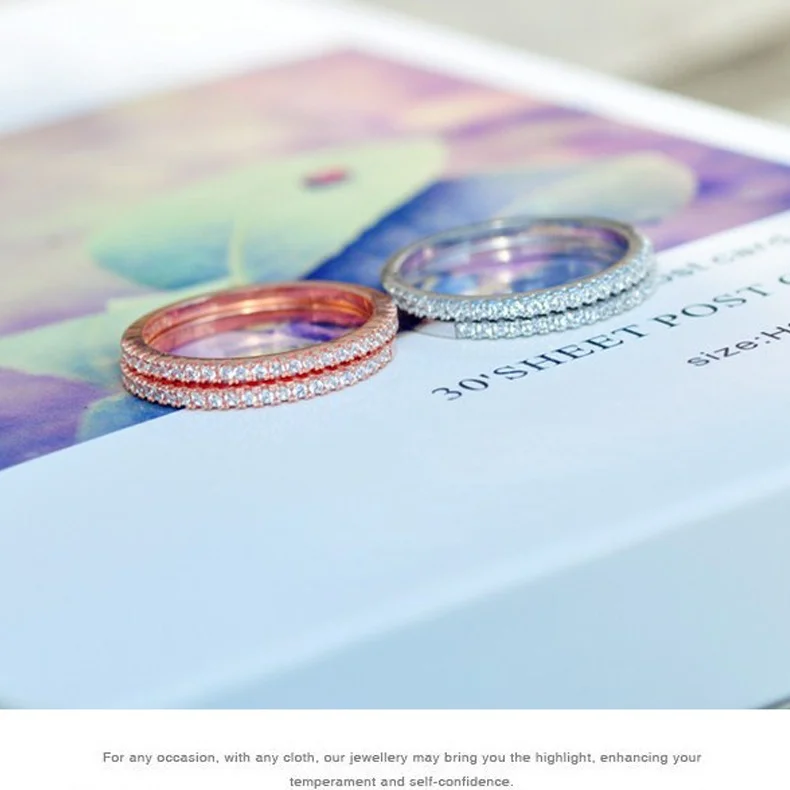 Кольцо Серебро & Rose Gold Filled кольцо Белый CZ ювелирные изделия обещание подарок