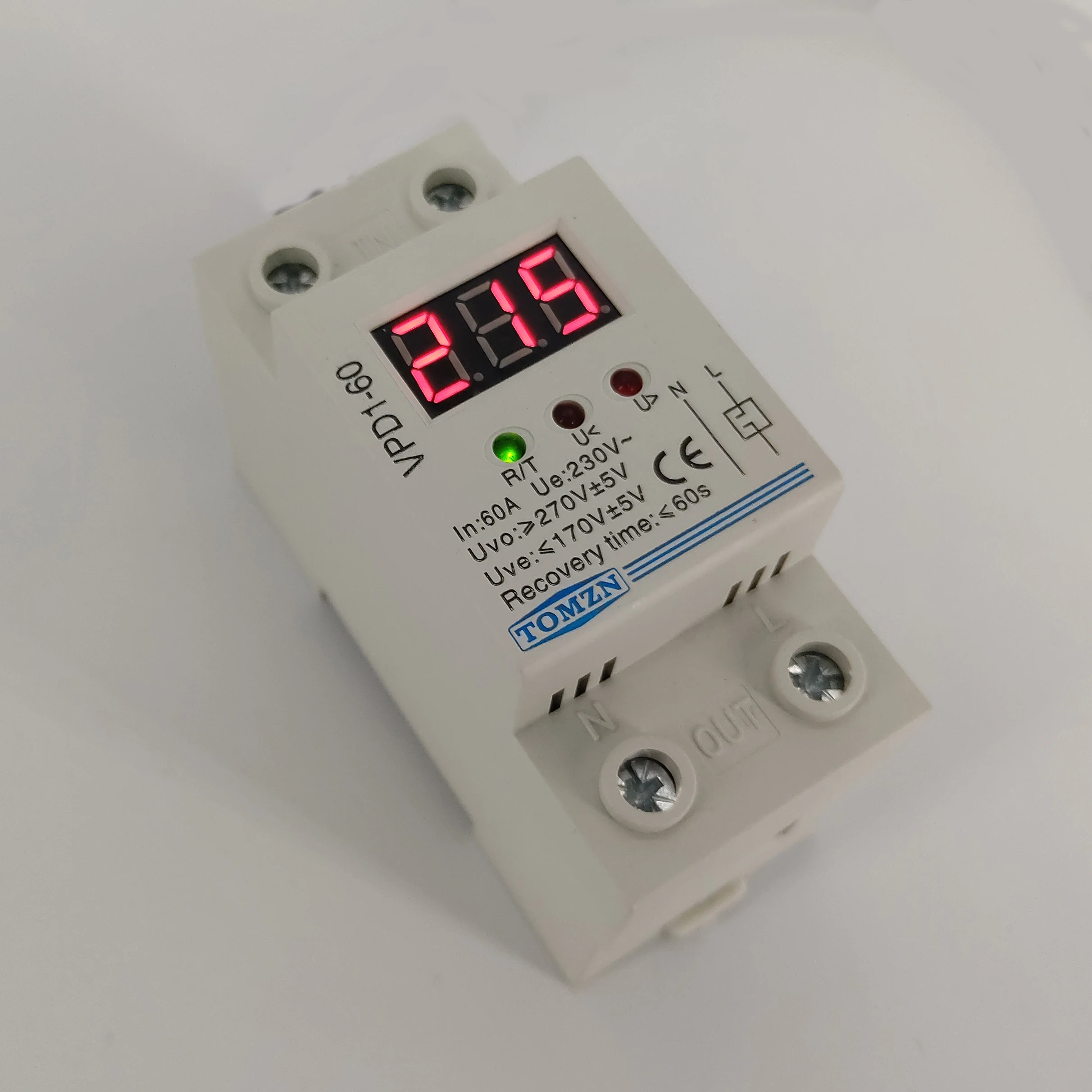 Реле напряжения tomzn 40 Защитное устройство 63A 230V 3 в 1, регулируемое на din рейку, защита от перегру