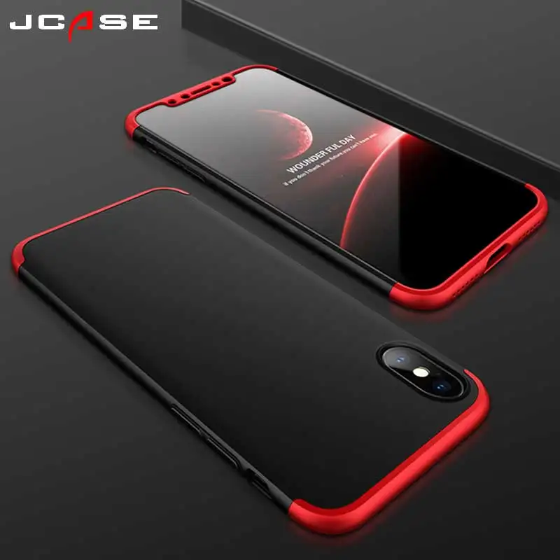 JCASE Жесткий ПК Прочный чехол для iPhone X 10 360 градусов Полная защита 3 в 1 Fundas Coque