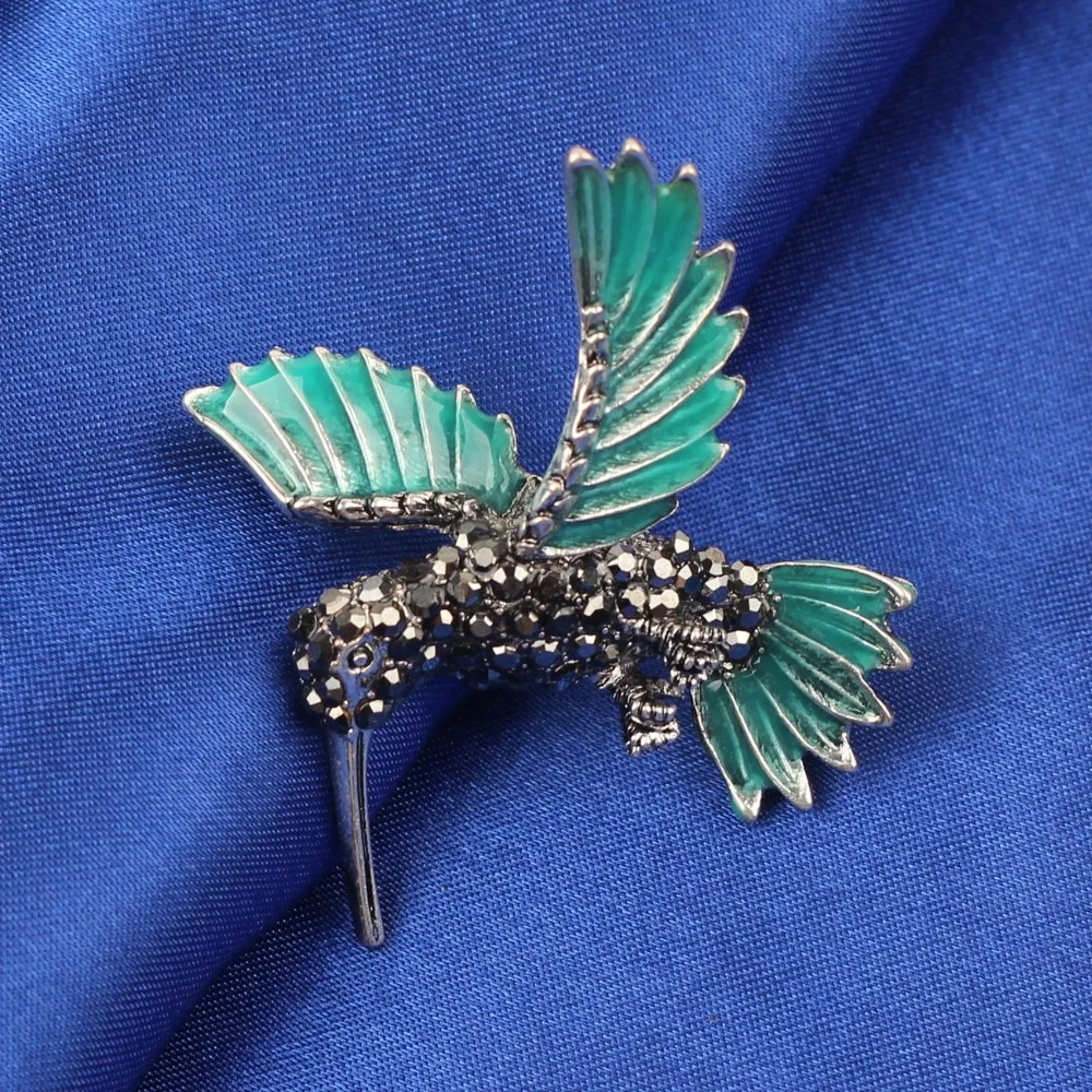 Bonsny эмалированный сплав Hummingbird Hummer брошь со стразами булавка для женской одежды