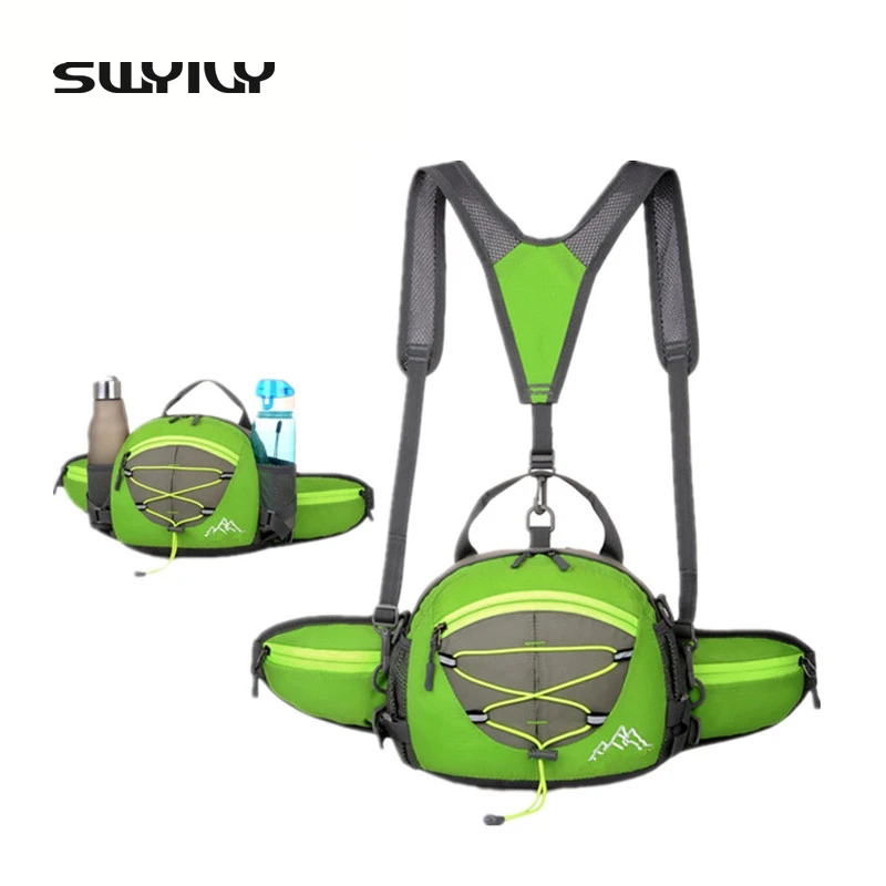 SWYIVY Multi-function 5 Colors Nylon Waterproof Small Walking Backpack Outdoor Rucksack Waist Bags 2 Bottles Holder Pockets