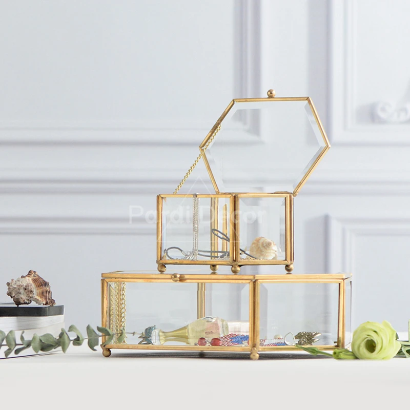 Коробка для хранения косметики стеклянная шкатулка ювелирных изделий Цветочная